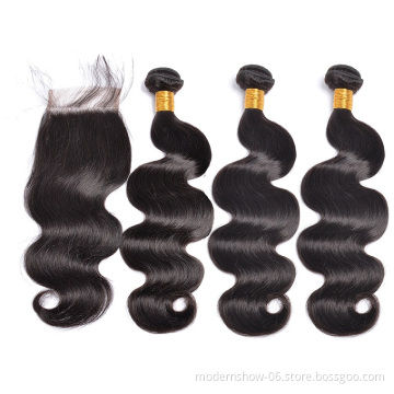 best selling 10a  virgin remy human hair body wave bundles with 4x4 lace closure